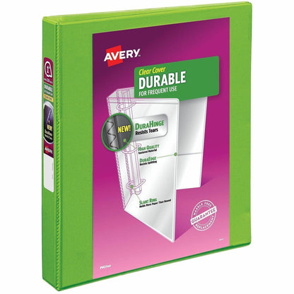 Avery Durable View 3 Ring Binder, 1 Inch Slant Rings, 1 Green Binder (17832) - 1" Binder Capacity - Letter - 8 1/2" x 11