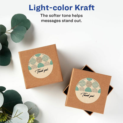 Avery® Print-To-The-Edge Kraft Brown Labels - Waterproof - x 2 1/2" Diameter - Permanent Adhesive - Round - Inkjet, Lase