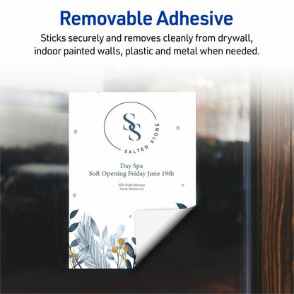 Avery® Surface Safe Printable Decal Stickers - x 8 1/2" Width x 11" Length - Removable Adhesive - Rectangle - Inkjet, La