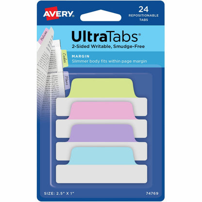 Avery® Ultra Tabs File Tab - 24 Tab(s) - 1" Tab Height x 2.50" Tab Width - Removable - 1 Carton