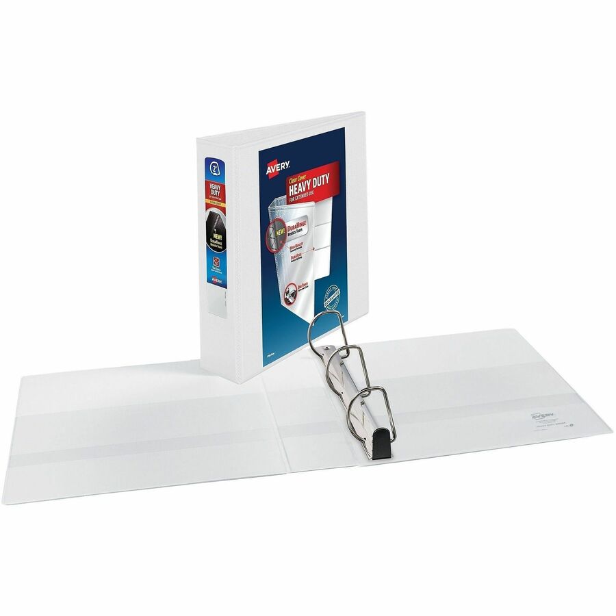 Avery® Heavy-Duty View 3 Ring Binders, 2" One Touch Slant Rings, 4 White Binders (79790) - 2" Binder Capacity - Letter -