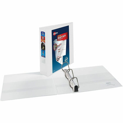 Avery® Heavy-Duty View 3 Ring Binders, 2" One Touch Slant Rings, 4 White Binders (79790) - 2" Binder Capacity - Letter -