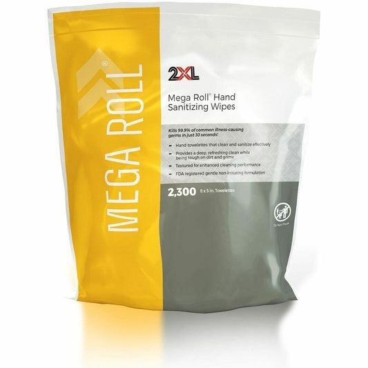 2XL Mega Roll Sanitizing Wipes - White - 2 / Carton