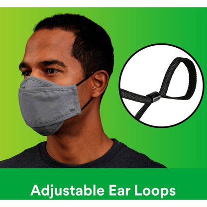 3M Daily Face Masks - Recommended for: Face, Indoor, Outdoor, Office, Transportation - Cotton, Fabric - Gray - 3 / Pack
