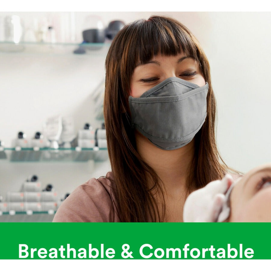 3M Daily Face Masks - Recommended for: Face, Indoor, Outdoor, Office, Transportation - Cotton, Fabric - Gray - 3 / Pack