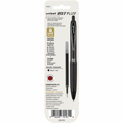 uniball™ 207 PLUS+ Gel Pen - 0.70 mm , Medium Point - Black Ink - Super Ink, Water Resistant, Fade Resistant, Fraud Resi