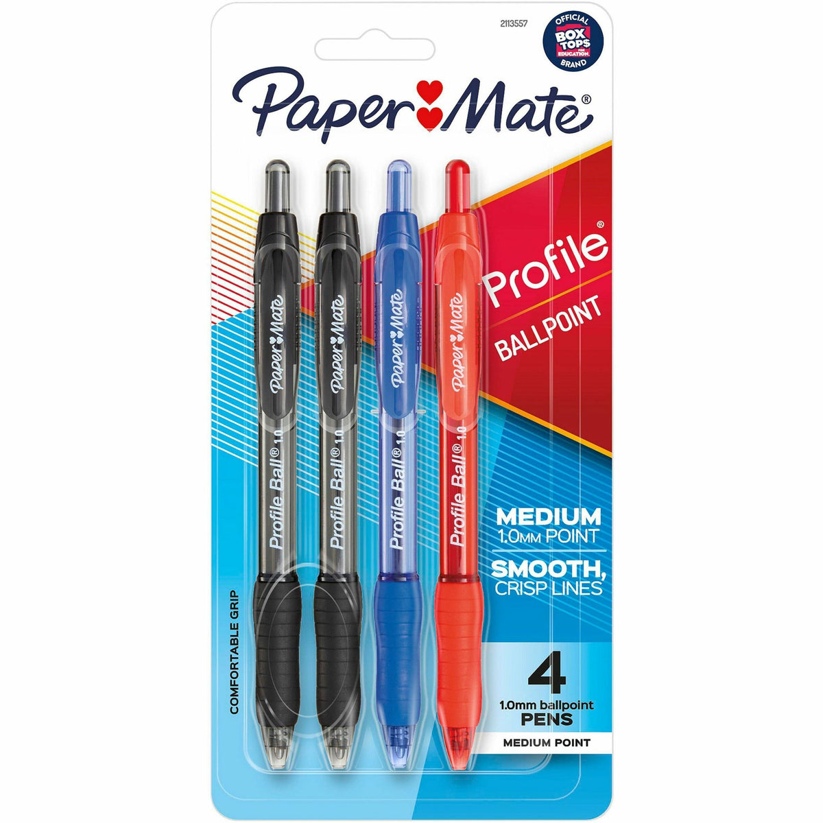 Paper Mate Pen RT Bold Profile Asst 4/pkg - 1 mm Bold, Medium Pen Point - Retractable - Black, Blue, Red, Assorted Ink -