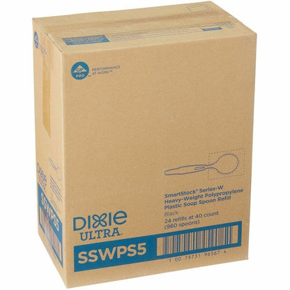 Dixie SmartStock Spoon - Soup Spoon - 1 x Soup Spoon - Disposable - Black - 40 / Carton