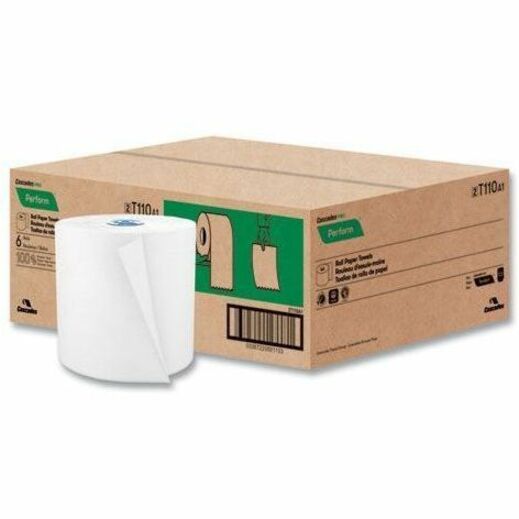 Cascades PRO Roll Towels for Tandem, 775' - 1 Ply - 7.50" Width x 775 ft Length - White - Fiber Paper - 6 / Carton