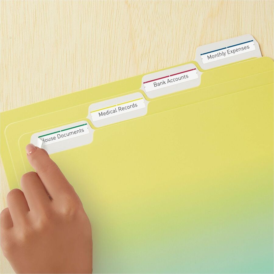 Avery® Removable File Folder Labels - 2/3" Widthss x 3 7/16" Length - Removable Adhesive - Rectangle - Laser, Inkjet - 1