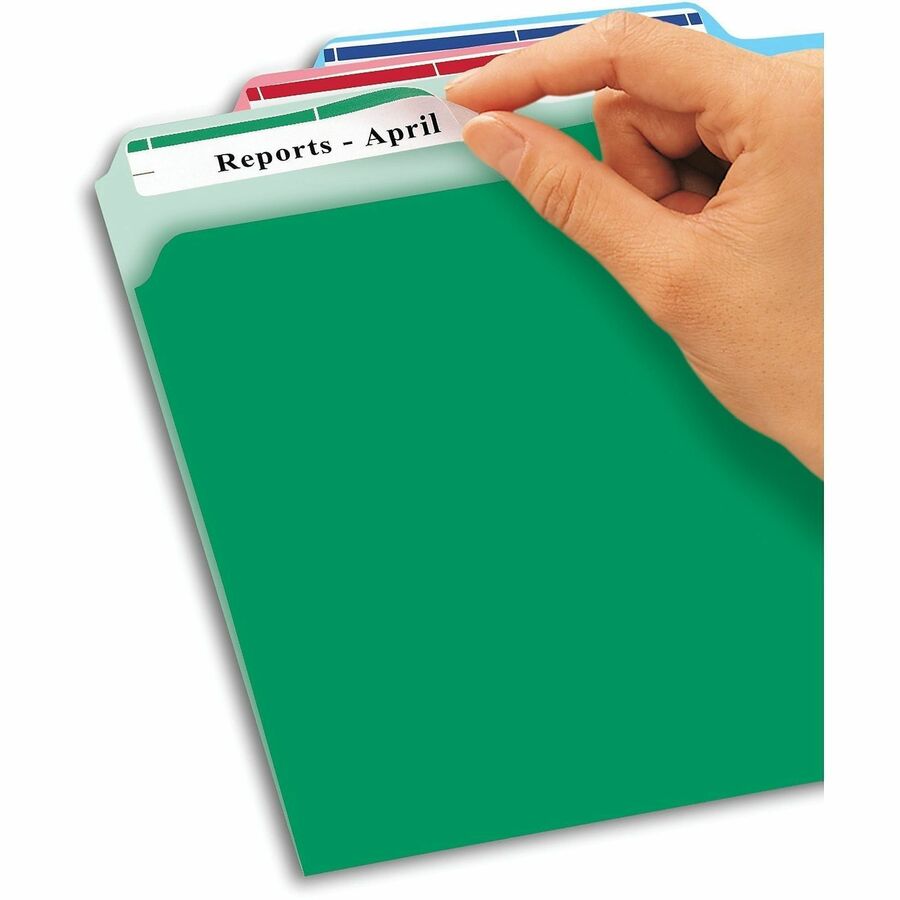 Avery® Removable File Folder Labels - 2/3" Widthss x 3 7/16" Length - Removable Adhesive - Rectangle - Laser, Inkjet - 1