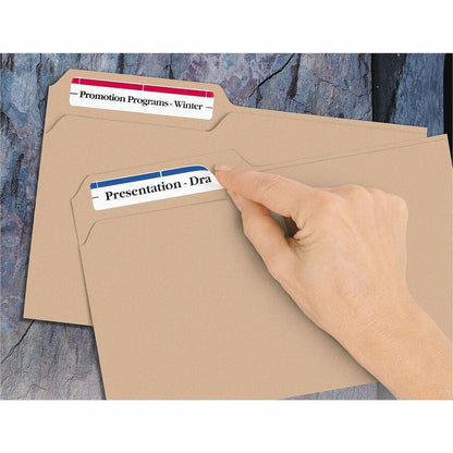 Avery® Removable File Folder Labels - 2/3" Widthss x 3 7/16" Length - Removable Adhesive - Rectangle - Laser, Inkjet - 1