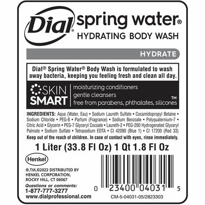 Dial Professional Spring Body Wash Dispenser Refill - Spring Water Scent - 1.06 quart - Bacteria Remover - Body - Moistu