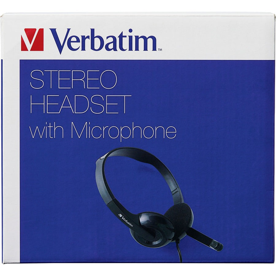 Verbatim Stereo Headset with Microphone - Stereo - Mini-phone (3.5mm) - Wired - 32 Ohm - 20 Hz to 20 kHz - Over-the-head
