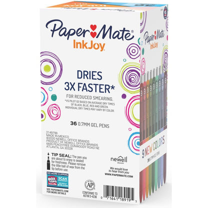 Paper Mate InkJoy Gel Pens - Multi Ink - Gel-based - 36 / Pack