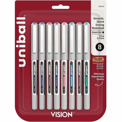 uniball™ Vision Rollerball Pen - 0.7 mm Bold Pen Point - Assorted Ink - Liquid - 8 / Pack