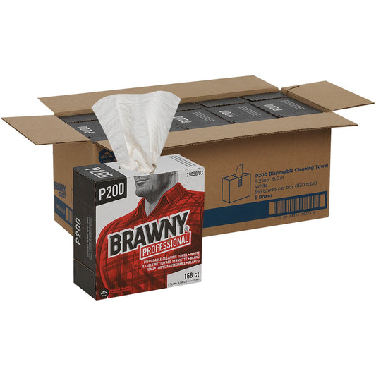 Brawny® Professional P200 Disposable Cleaning Towels - 4 Ply - Quarter-fold - 9.20" Width x 16.50" Length - 830 Sheets -