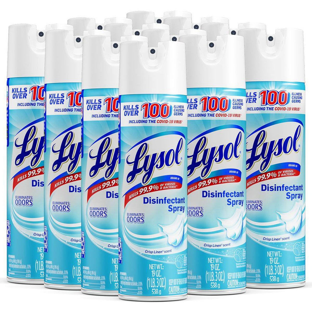 Lysol Crisp Linen Disinfectant Spray - For Multipurpose, Multi Surface - Spray - 19 fl oz (0.6 quart) - Crisp Linen Scen