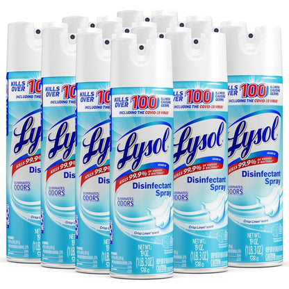 Lysol Crisp Linen Disinfectant Spray - For Multipurpose, Multi Surface - Spray - 19 fl oz (0.6 quart) - Crisp Linen Scen
