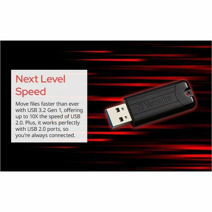 Verbatim 32GB PinStripe USB 3.2 Flash Drive Business Pack - 32 GB - USB 3.2 (Gen 1) Type A - Black - Lifetime Warranty -