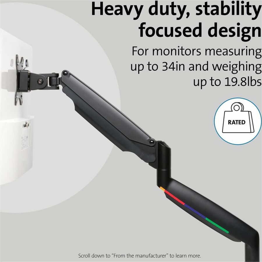 Kensington SmartFit Mounting Arm for Monitor, Curved Screen Display, Flat Panel Display - Black - Landscape/Portrait - H