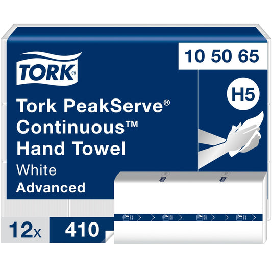 TORK PeakServe Continuous Paper Hand Towels - 7.91" Width x 8.85" Length - White - Paper - 410/Pack - 12 / Carton