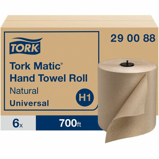TORK Tork Matic Hand Towel Roll Natural H1 - 1 Ply - 7.68" Width x 700 ft Length - 884 Sheets/Roll - Nature - Paper - 6 