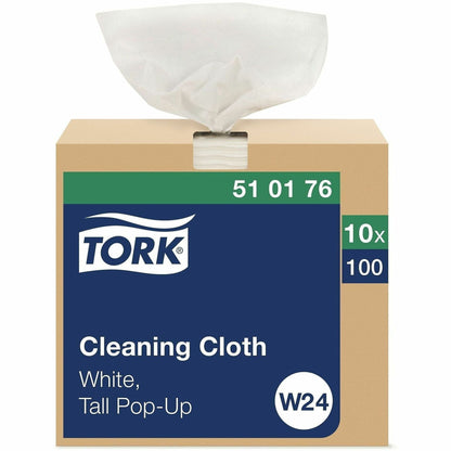 TORK Cleaning Cloth - 1 Ply - 8.46" Width x 16.13" Length - White - 10 / Carton
