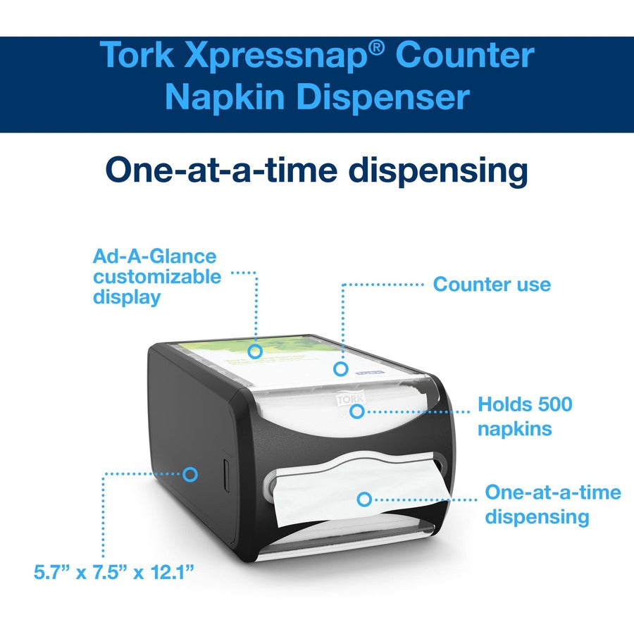 TORK Xpressnap Counter Napkin Dispenser Black N4 - 5.7" Height x 7.5" Width x 12.1" Depth - Plastic - Licorice - 1 Each