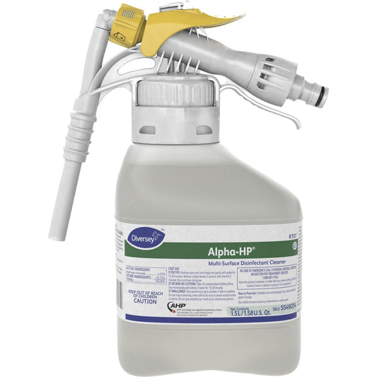 Diversey Alpha-HP Multisurface Disinfectant - 50.7 fl oz (1.6 quart) - Citrus Scent - Bactericide, Virucidal - Clear - 2
