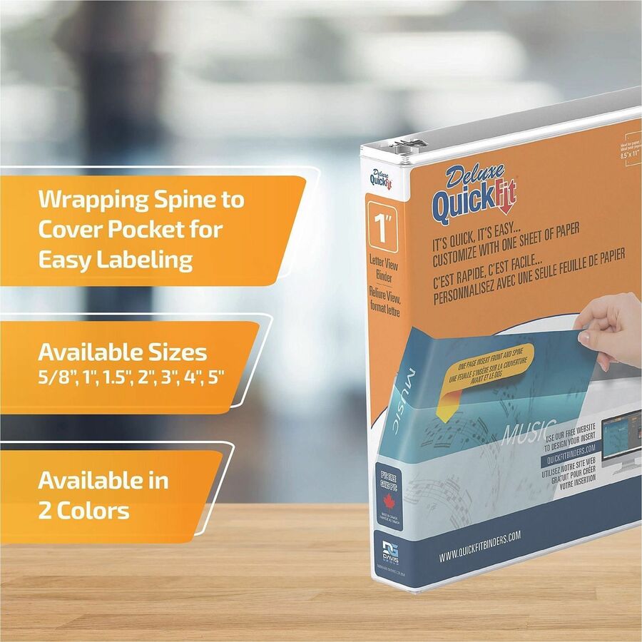 QuickFit 97110 Ring Binder - 1" Binder Capacity - Letter - 8 1/2" x 11" Sheet Size - 200 Sheet Capacity - 3 Ring - Faste