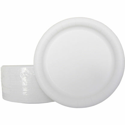 AJM 9" Dinnerware Paper Plates - Disposable - 9" Diameter - White - Paper Body - 125 / Pack