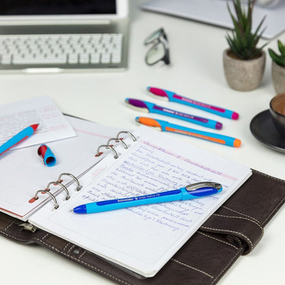 Schneider Slider Memo XB Ballpoint Pen - 1.4 mm Extra Broad Pen Point - Black Ink - Black Rubberized, Light Blue Barrel 