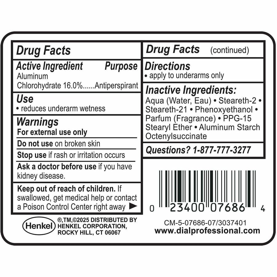 Dial Professional Scented Antiperspirant/Deodorant RollOn - Clear, White - 1 Each