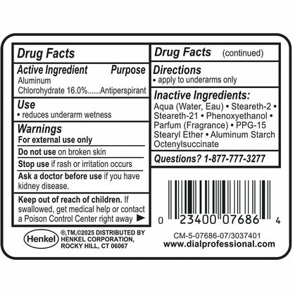 Dial Professional Scented Antiperspirant/Deodorant RollOn - Clear, White - 1 Each