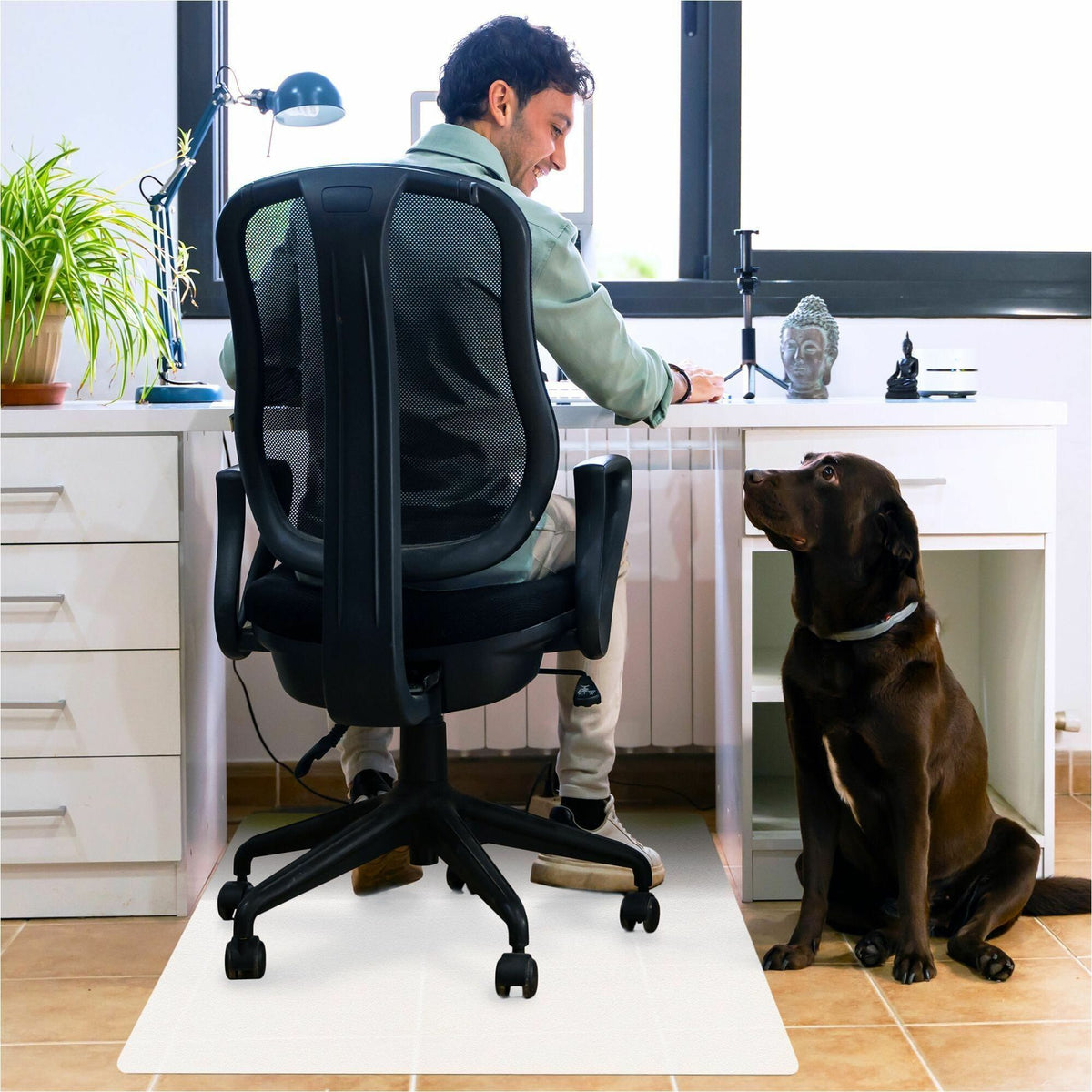 Floortex Polypropylene Rectangular Anti-Slip Foldable Chair Mat for Hard Floors- 35" x 46 - Chair - 46" Length x 35" Wid