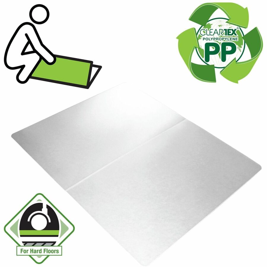 Floortex Polypropylene Rectangular Anti-Slip Foldable Chair Mat for Hard Floors-45" x 53" - 1 Each