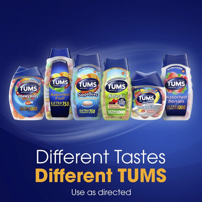 TUMS Smoothies Extra Strength Antacid Chewable Tablet - For Acid Indigestion, Heartburn, Sour Stomach, Upset Stomach - A