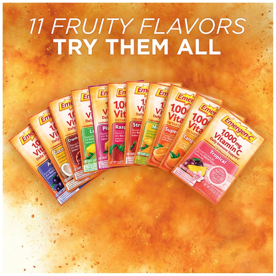 Emergen-C Raspberry Vitamin C Drink Mix - For Immune Support - Fruit, Raspberry - 30/Pack - 30 / Box