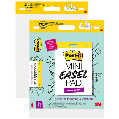 Post-it® Post it Super Sticky Mini Easel Pad - 1 Subject(s) - 20 Sheets - Stapled - 2 / Pack