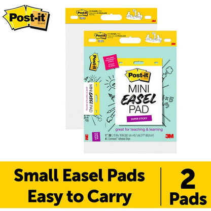 Post-it® Post it Super Sticky Mini Easel Pad - 1 Subject(s) - 20 Sheets - Stapled - 2 / Pack