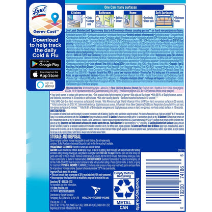 Lysol Crisp Linen Disinfectant Spray - For Multi Surface, Multipurpose - Spray - 12.50 oz (0.78 lb) - Crisp Linen Scent 