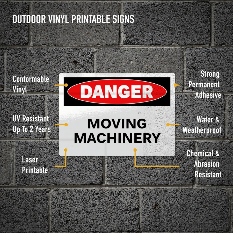 Avery® Danger Header Printable Outdoor Vinyl Signs - Waterproof - DANGER - 7" Width x 10" Length - Permanent Adhesive - 