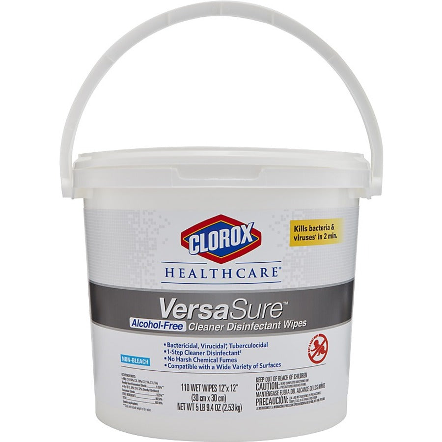 Clorox Healthcare VersaSure Cleaner Disinfectant Wipes - 12" Length x 12" Width - Alcohol-free, Strong, Easy to Use - Wh