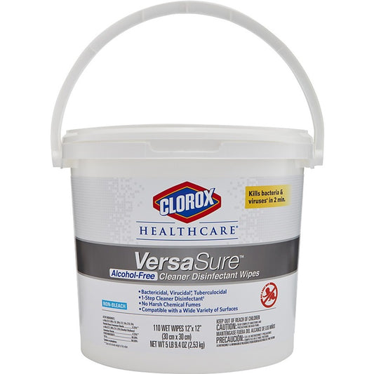 Clorox Healthcare VersaSure Cleaner Disinfectant Wipes - 12" Length x 12" Width - Alcohol-free, Strong, Easy to Use - Wh