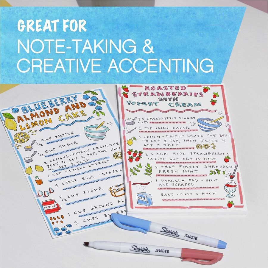 Sharpie S-Note Art Marker - Papaya, Raspberry, Lemonade, Sea Green, Periwinkle, Grape Ink - 6 / Pack