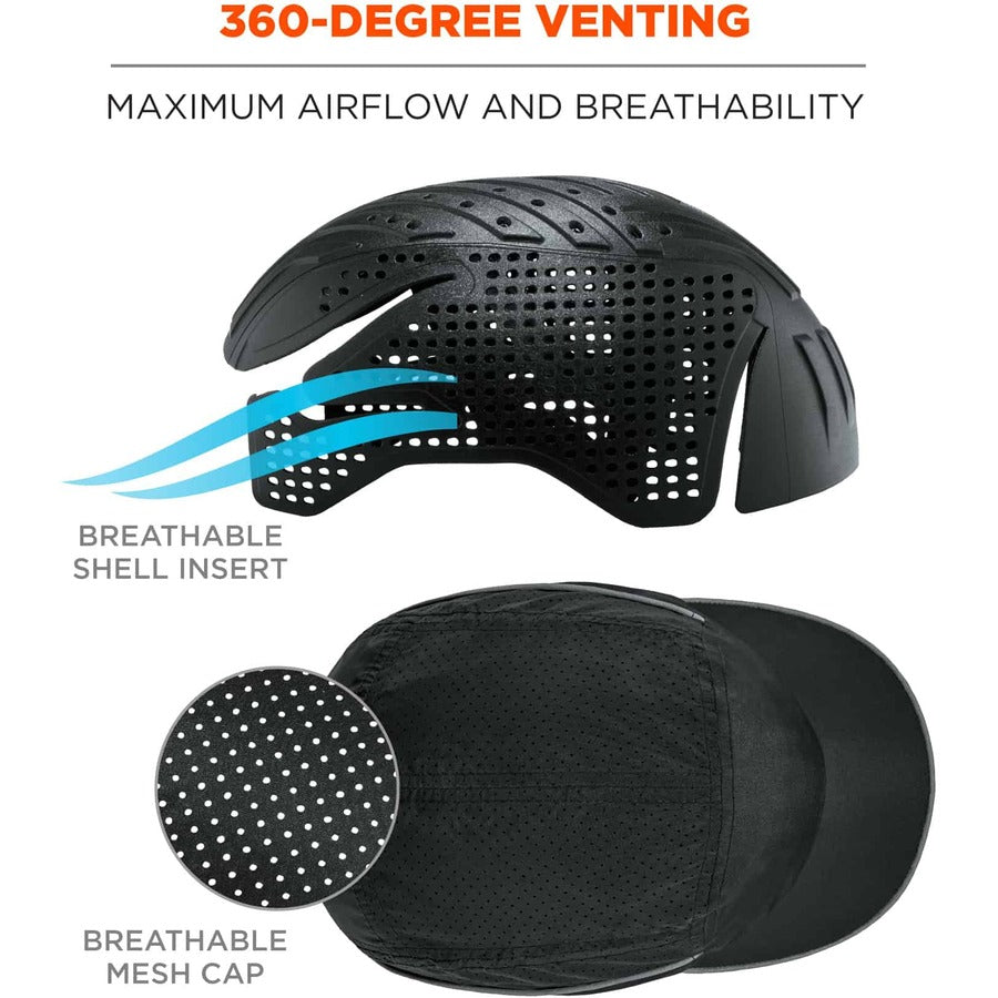 Ergodyne 8965 Bump Cap Hat with LED Light - Recommended for: Mechanic, Baggage Handling, Factory, Home, Industrial - 1 E