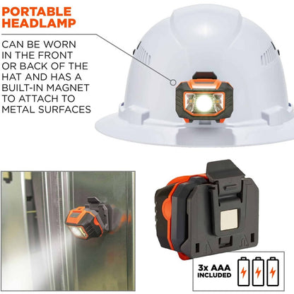 Ergodyne 8973LED Full Brim Hard Hat - Recommended for: Construction, Utility, Oil & Gas, Construction, Forestry, Mining,