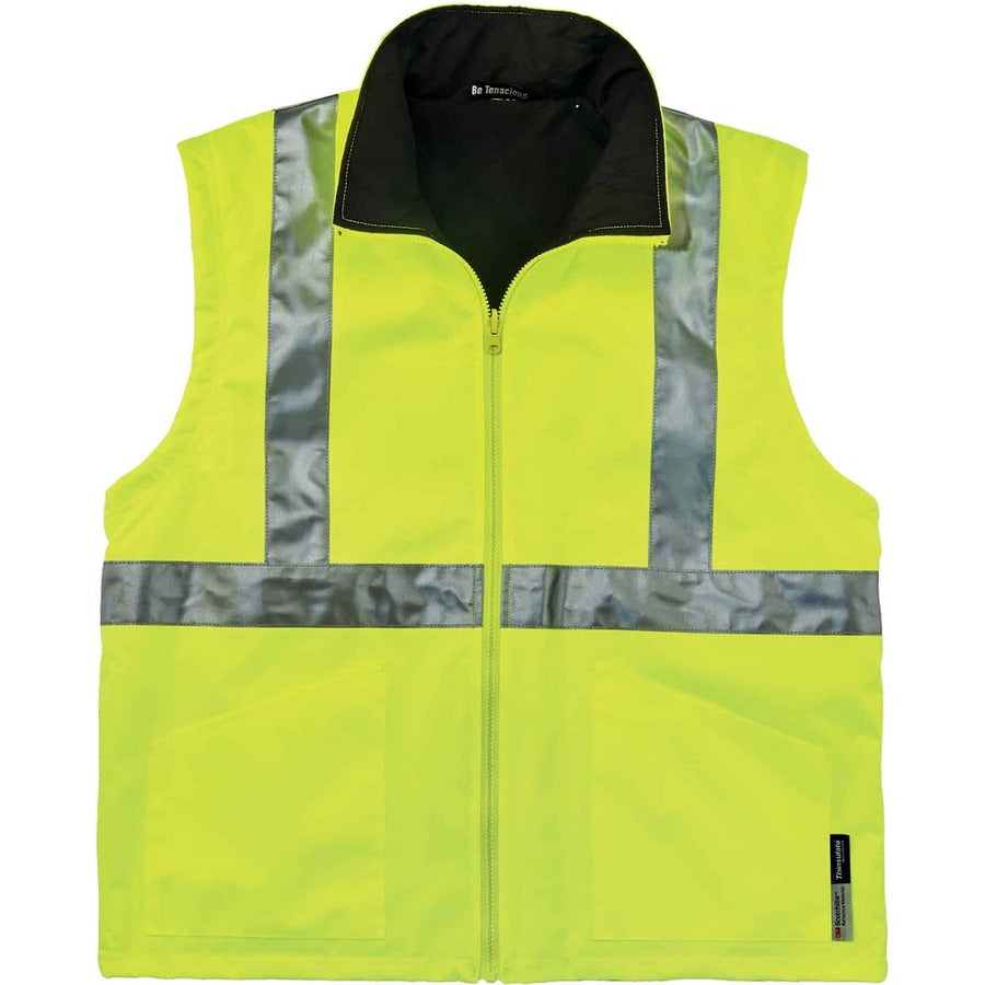 Ergodyne 4-in-1 High Visibility Jacket - Large - Zipper Closure - Polyurethane, Polyurethane - Lime - 1 Each