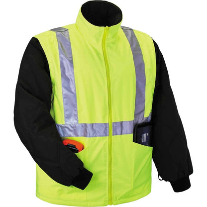 Ergodyne 4-in-1 High Visibility Jacket - Medium - Zipper Closure - Polyurethane, Polyurethane - Lime - 1 Each
